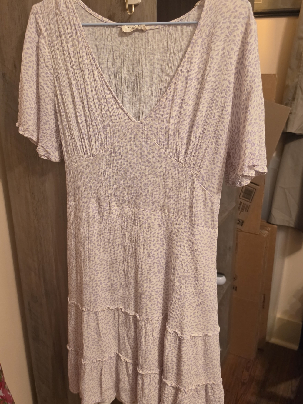 lovestitch Lavender Printed V-Neck Tunic Dress